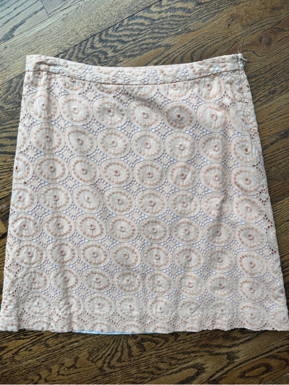 Banana Republic 100% Cotton Boho Peach Embroidery Lace Midi Skirt 2